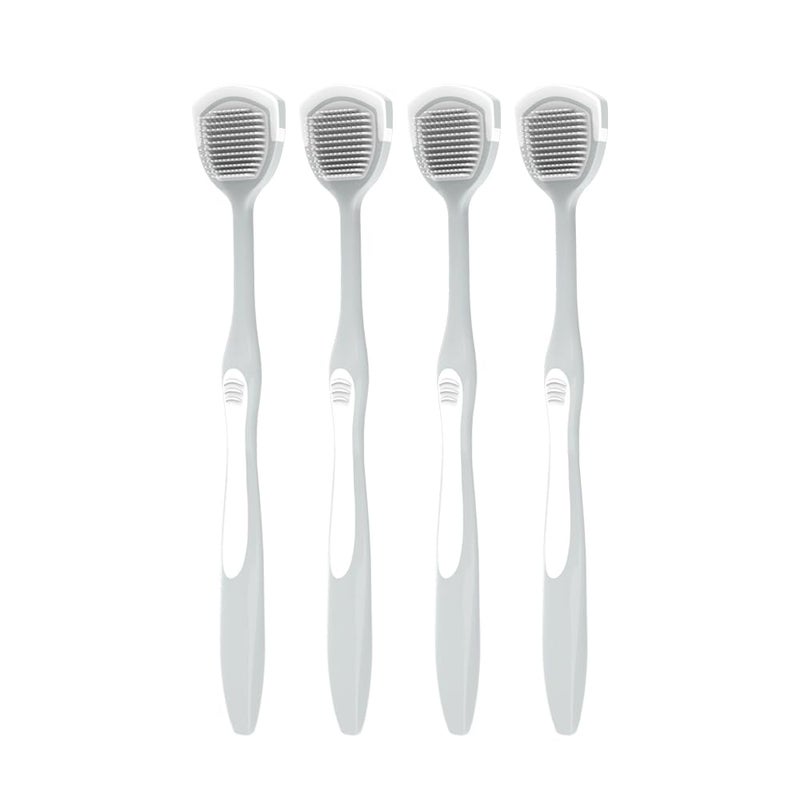 Drperfect Soft Tongue Brush Scraper Cleaner Helps Fight Bad Breath Clean Your Tongue Without Hurt Pack Of 4 (Gray) - Image 3